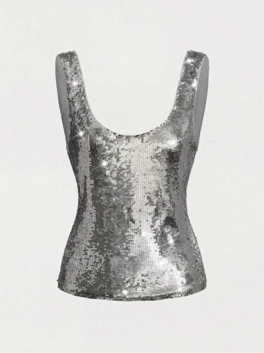 Zara Silver Sequin Scoop Neck Camisole